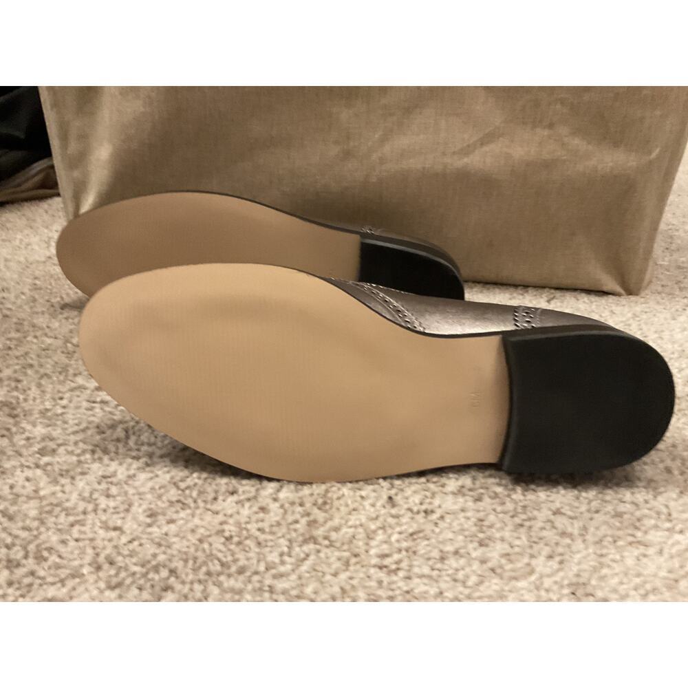 NIB Talbots Leighton Brogue Nappa Leather Almond Toe Loafers in Metallic,sz 6 - Picture 9 of 9